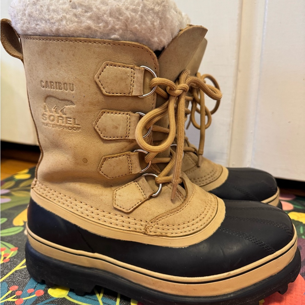 Sorel Caribou Buff Suede Waterproof Winter Snow Boots NL 1005-280 Women's Size 8 - Picture 2 of 7